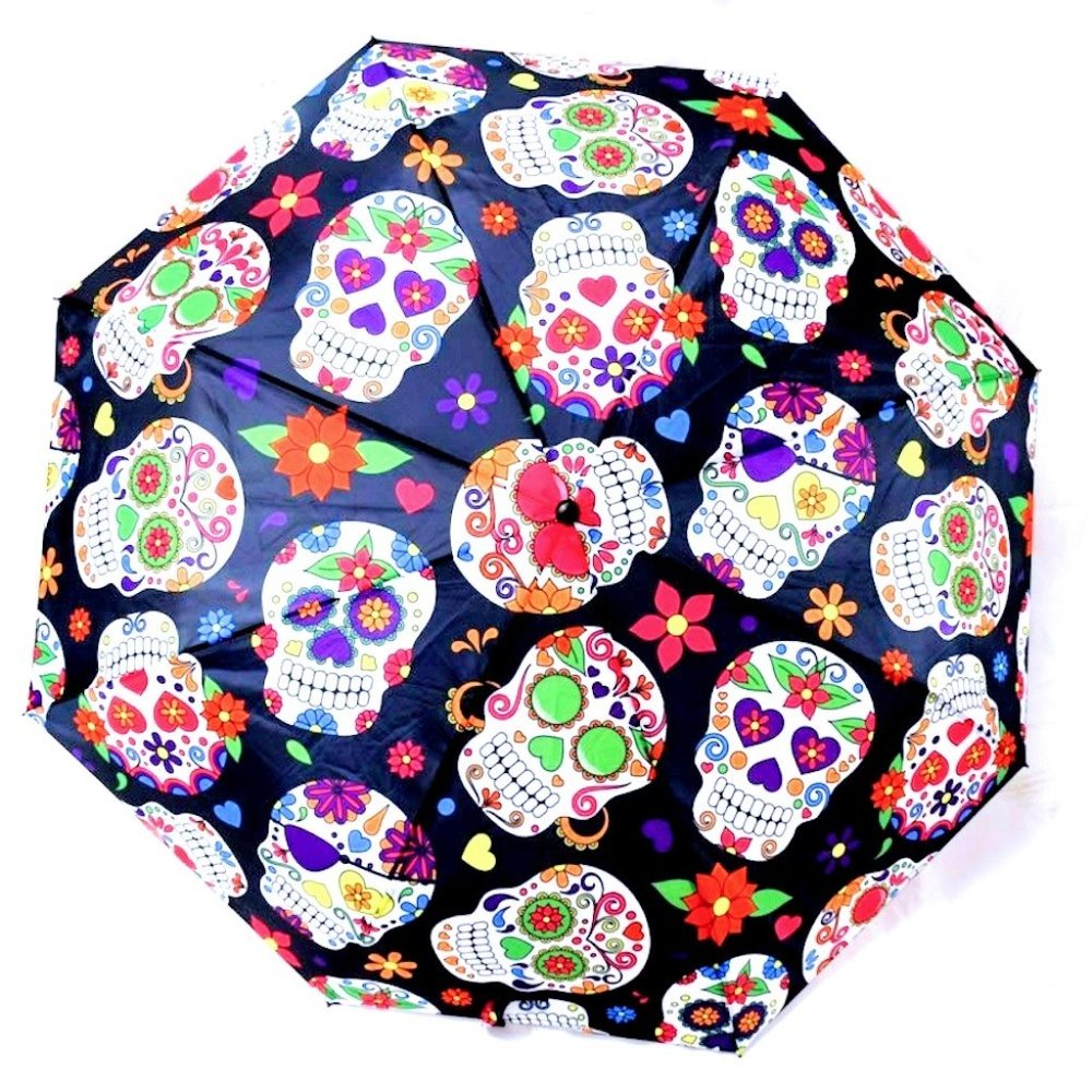 Sugar Skulls Umbrella Neon Bright Colors on Black